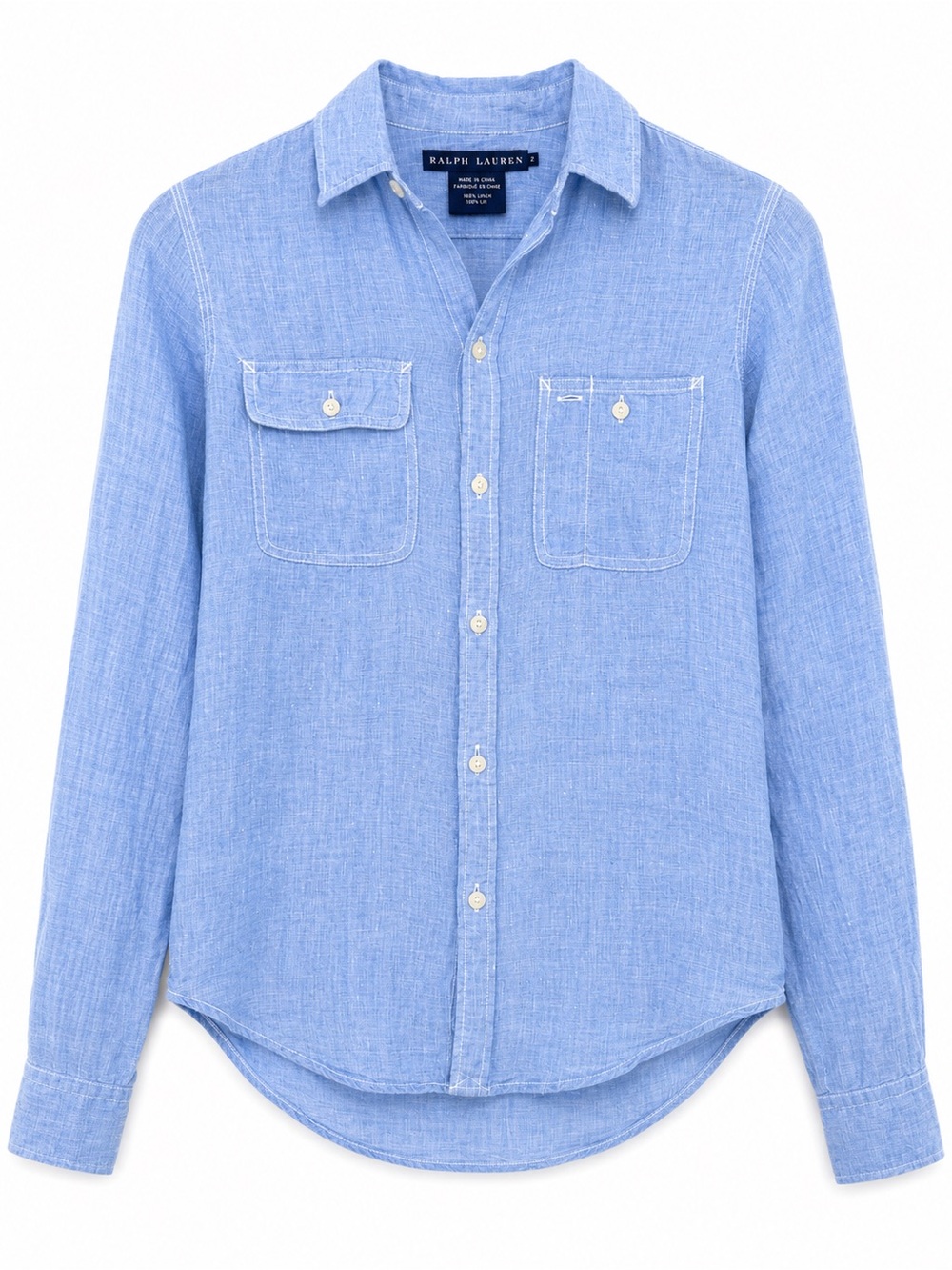 Ralph Lauren Blue Label 100% Linen Chambray Button Up Shirt Womens 2